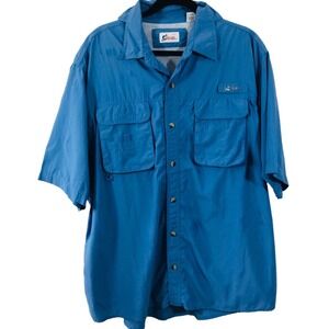 World Wide Sportsman SS Shirt Men Sz XL Fishing Hunting Outdoor Vented Blue